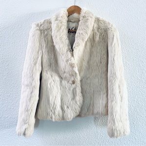 Vintage Niki rabbit fur coat jacket cream size small